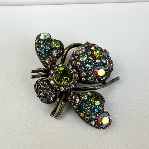 Vintage Joan Rivers Bronze Tone Bumble Bee Rhinestone Collectible Brooch Pin